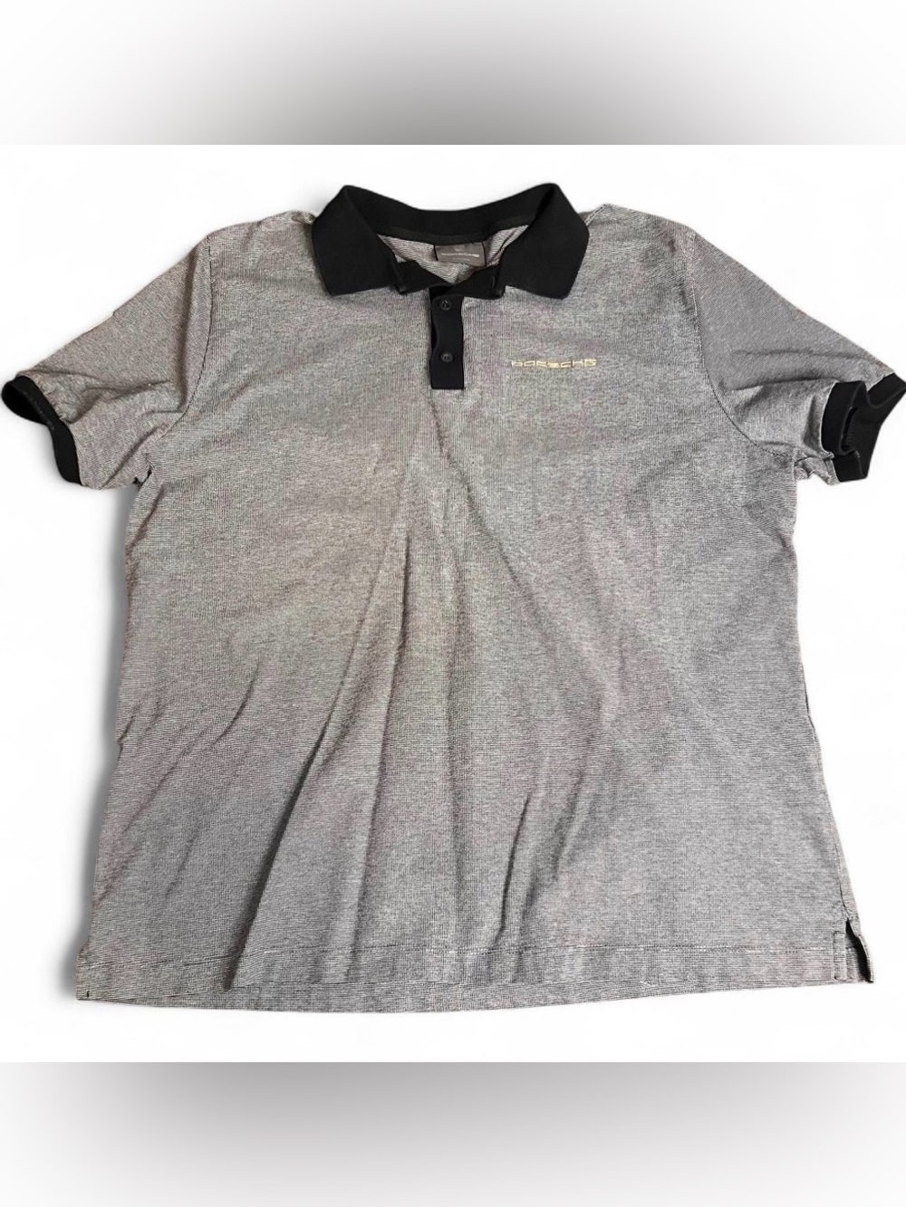 Porsche Shirt Mens Polo Grey Black Heritage Collection Houndstooth Racing